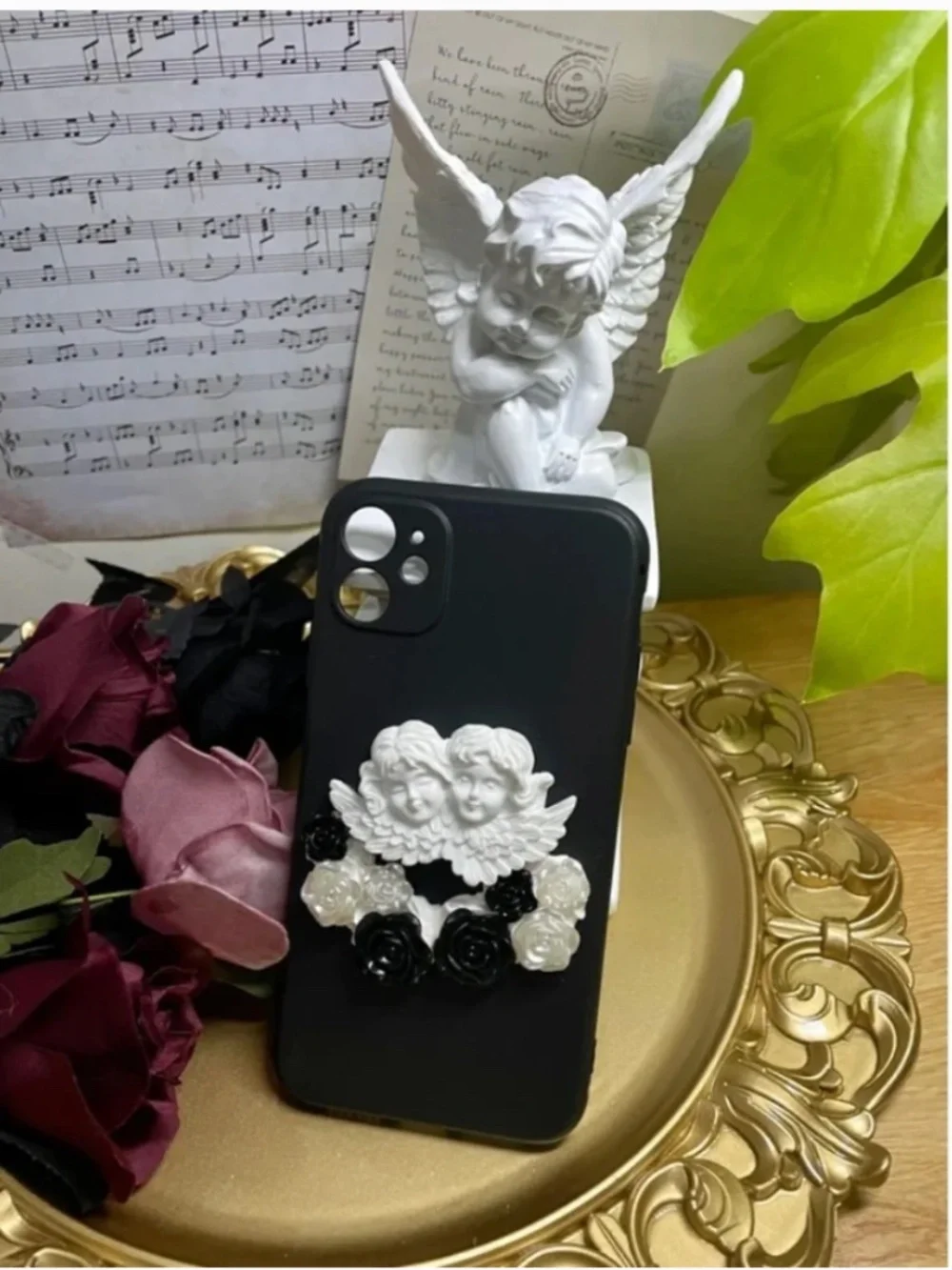 iPhone 11 Baroque butterfly or angel or rabbit iPhone Case, Handmade Phone case